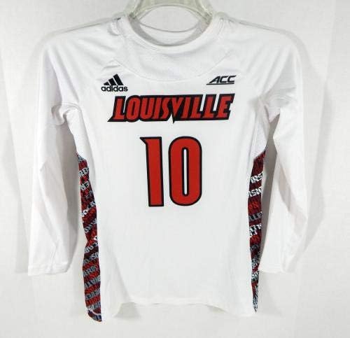 Womenенски универзитет на Луисвил кардинали 10 игра користена LS White Jersey Lacrosse M 601 - Користена игра на колеџ