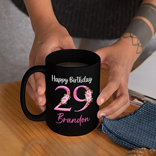Прилагодено Изберете Име и возраст Среќен роденден кафе кригла подароци за девојка, персонализиран среќен роденден црна керамичка кригла 11 мл 15 мл, среќен роденде?
