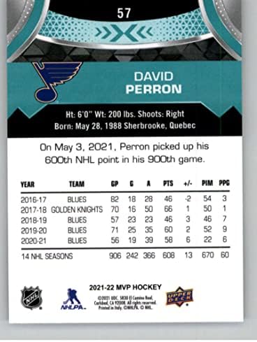 2021-22 Горна палуба МВП 57 Дејвид Перон Св. Луис Блуз НХЛ Трговска картичка за хокеј