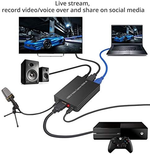 CAMWAY Видео Фаќање Картичка, 4k HDMI Игра Снимајте 1080P HDMI ДО USB 3.0 Во Живо Видео, HDMI Јамка-Надвор Микрофон Влез Аудио Излез Поддршка Windows Linux Mac OS YouTube OBS Twitch ЗА PS3 PS4 Xbox Wii