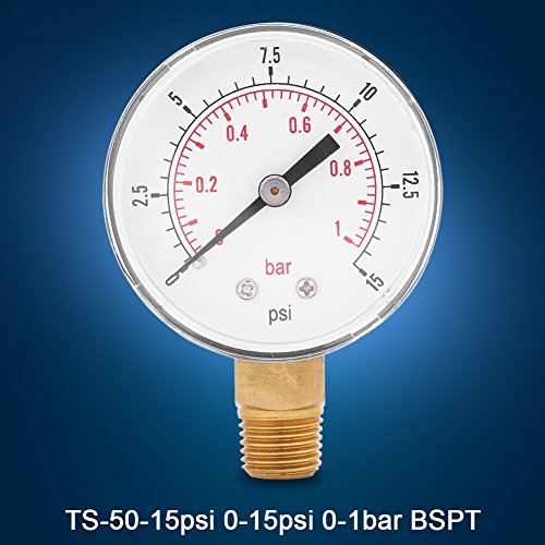 Мерач на мерач на мерач Мини мерач на низок притисок за гориво на воздухот или вода 0-15psi/0-1bar BSPT за гас на нафта во вода