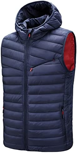 Fsakjkee Mens Puffer Vest, зимски обложен со крзнено култура елек случајно густо мекото елек моден тежина пот zipp zipper дожд палта