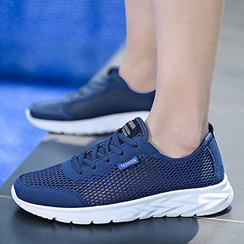 Машки чевли за трчање мода за дишење патики мрежа мека единствена обична атлетска лесна чевли за трчање темно сина