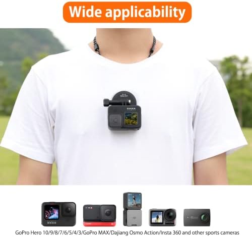 Држач за селфи за магнетски врат за GoPro, Плоча за брзо ослободување на фотоапаратот, агол за поддршка на рамото на градите со зглобно монтирање,