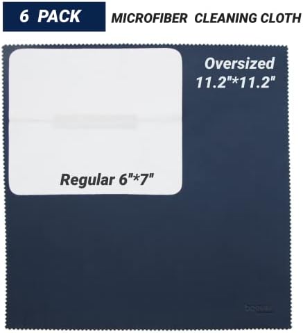 BQOVER 6 PACK 11 ”X11” Екстра големи крпи за чистење на очила за микрофибер, премија за микрофибер очила и средство за чистење на екран