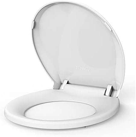 Седиштето за тоалети, тркалезно тоалетно седиште со бавно меко, трајно тоалетно седиште, никогаш не олабавувајте, лесно чисто и инсталирање, бело тоалетно седиште ?