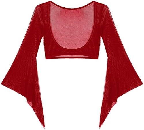 Msената MSEMIS MESH SHEER BEALL DANCH CROP TOP Отворена биста блуза Преглед на ракав за одблесок на кардиган на кардиган