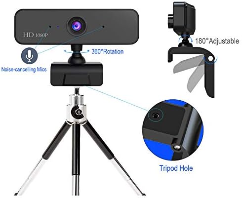 USАТА М UGAST USB Камера Со Микрофон, HD 1080p Динамичка Резолуција 360 Степен Веб Камера За Лаптопдесктоп Компјутерпц, Итн