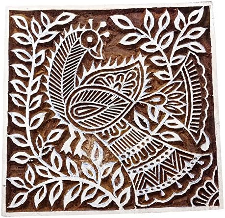 Декоративни марки за паун Дрвен текстил печат кафеав печатење блок