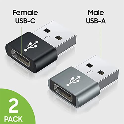 USB-C женски до USB машки брз адаптер компатибилен со вашиот QIKU Q5 за полнач, синхронизација, OTG уреди како тастатура, глушец,