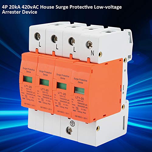 Уред на уреди со низок напон на уреди за заштита на куќи за заштита на пламен, ретардантен материјал 4P 20KA 420VAC HOUSE Surge Protective