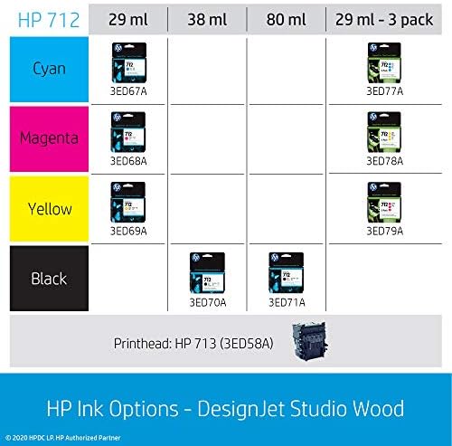 HP DesignJet Studio Wood Wood Large Format Printer Pritoter - 24 “, со стандардни оригинални касети со мастило - пакет