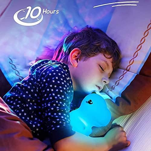 Xianfei Детска ноќна светлина, преносна боја што се менува силиконска симпатична ламба за диносаурус со сензор за допир, за деца бебе