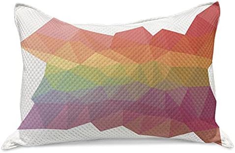 Амбесон мозаик плетен ватенка перница, живописен весел уметнички дизајн со триаголна ниска поли шема во ретро бои на виножитото, стандардна покривка за перница со