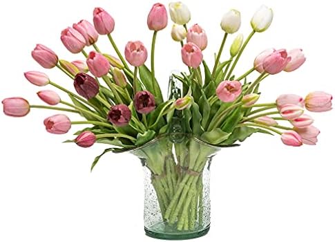 ДУЈОНЕ 40 парчиња Вештачки Лалиња Цвеќиња Вистински Допир Лажен Латекс Букет За Свадба Канцеларија Канцеларија Кујна Декорација