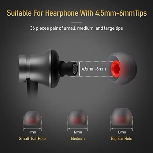 Совети за замена на слушалки, Pafuwei 36 парчиња замена на ушите совети Eadphone силиконски совети за бучава изолација на капакот на