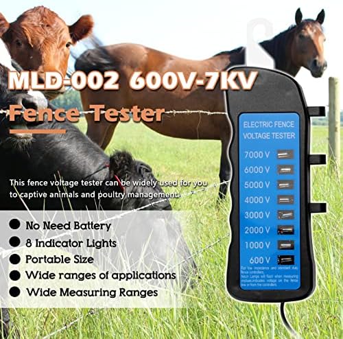 Тестер на напон Неон 8-светло 600V-7KV Електричен ограда Волтметар за тестер за фарма или сточарство