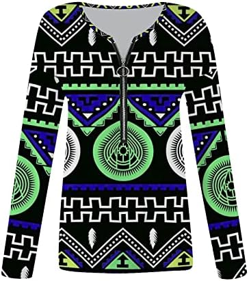 Womenенски долг ракав Топ 2023 Моден патент со долги ракавици, Етнички стил, печатен маица Топ Топ Топ