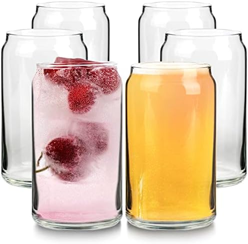 Mainstream Source® Чаши за Пиење Во Форма На Конзерва – Чаши за Пиење од 16 мл и Совршени Чаши За Пиво Од Виски, Чаши За Коктели, Стаклени