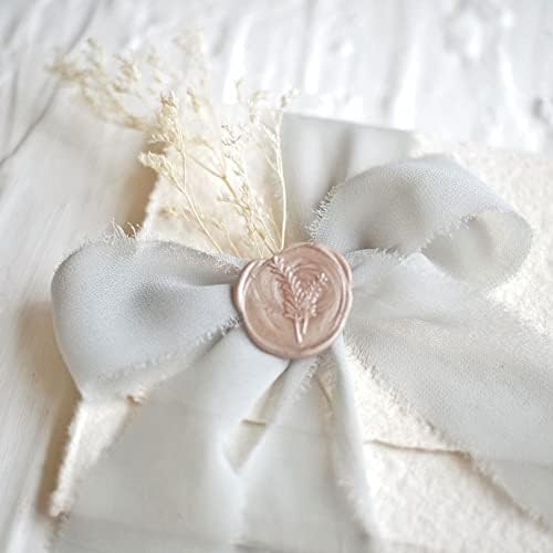 Рачно изработена раб шифон свилена лента - крем бели испуштени панделки 1,5 x 7yd за покани за венчавки, невестински букети, завиткување