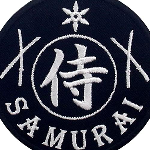 Самурајска лепенка везена апликација железо на шиење на амблем, бело и црно
