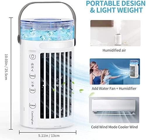 Единица за климатик, 4 во 1 функција мини ладилник за испарувачки воздух, климатик за спална соба за потрошувачка на мала енергија