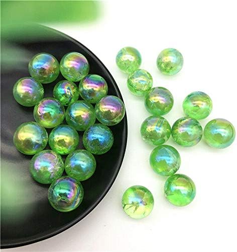 QiaNONOI ZD1226 1PC 16-19mm Зелена титаниум аура Електропласирачки кварц Кварц Кристал Сфера топки заздравување на природни камења