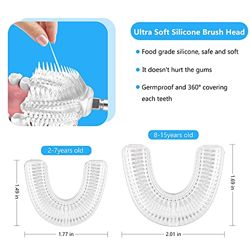 Детска четкичка за заби во форма, во облик на автоматски четки за заби 360 ° чистење со шест паметни режими автоматско белење на четка за заби