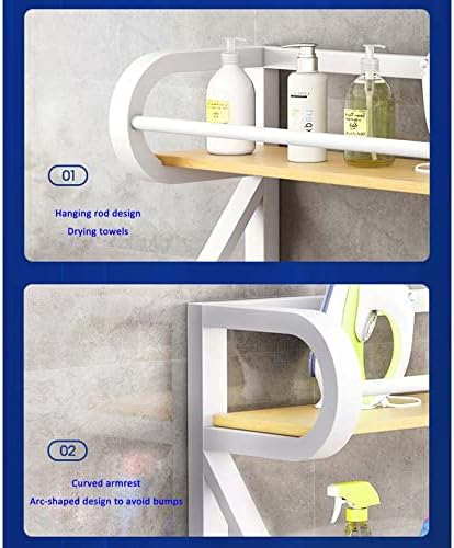 Рамки за складирање на мијалник Bkgdo, кои стојат за над тоалет, 2-слој тапан од типот на тапан, полици за вашини, челик-мулти-намена за