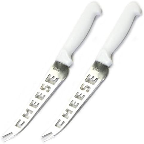 Сет од 2 ножеви со сирење со бели рачки, класичен вилушка врв не'рѓосувачки челик