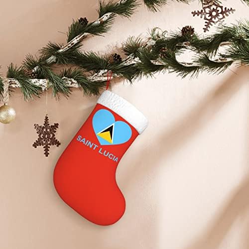QG ZZX Loveубов Света Луција Божиќно порибување Божиќни чорапи камин виси чорап 18 инчи Декорација на одмор