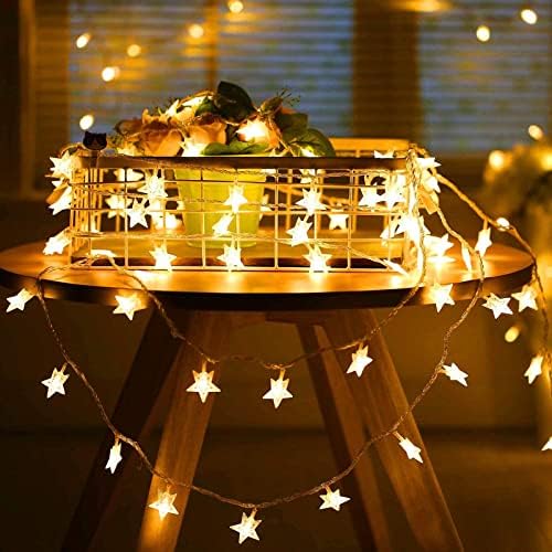 Traveant Star Lights Star String Lights 10ft 20 LED starвездени самовила батерија управуваше водоотпорен затворен затворен простор на отворено