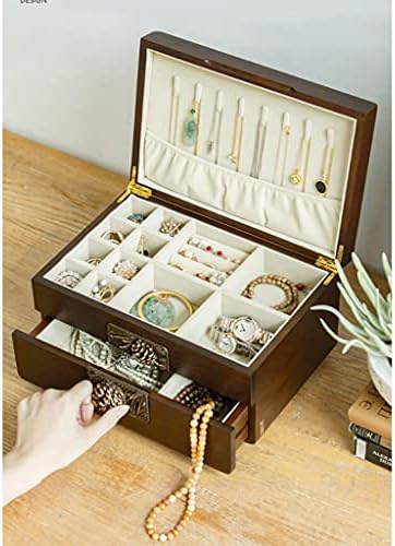 SCDHZP обетки обетки за складирање на ѓердан кутија накит накит кутија голем капацитет едноставна завршна кутија дрвена свадба Роденден подарок