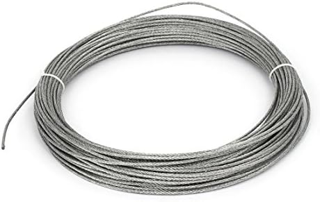 AEXIT 30M 98.4ft ланец и јаже фитинзи должина 2мм дијаметар Флексибилен челичен жичен жица јаже жица жица јаже клипови сребрен тон