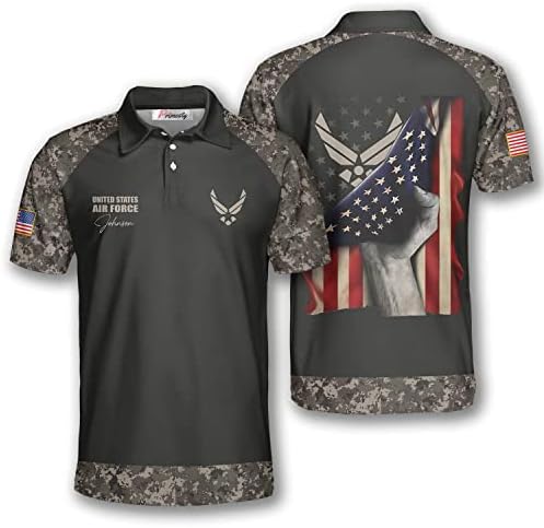 Персонализирана персонализирана кошули за ветерани на Воздухопловните сили за мажи, сопствено име Воздухопловни полови кошули