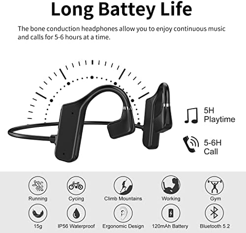 Слушалки За Воздушна Спроводливост Aocuxze безжични Со Микрофон, Слушалки Со Отворено Уво Bluetooth Спортски Слушалки До 8 Часа