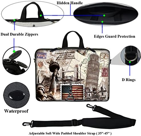 Meffort Inc 17 17.3 инчи Неопренови лаптоп торба за ракави за носење со скриена рачка и прилагодлива лента за рамо - Фудбал
