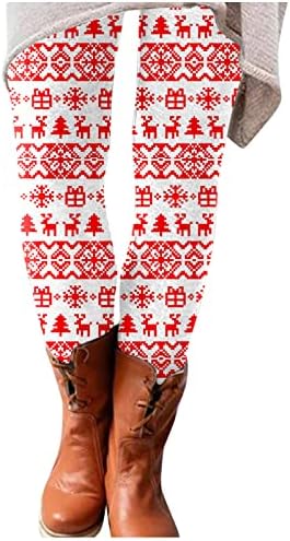 XXBR женски Божиќни хеланки со високи тренинзи со високи половини, панталони за стомакот Контрола Божиќна санта Клаус, печатење во салата за