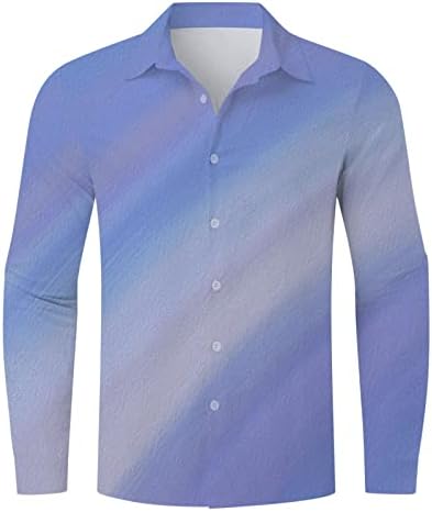 Xxzy есенски кошули за мажи мажи есен зимски сингл на градите случајни лапчиња со целосна печатена плажа со долга ракав големина мала