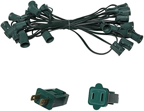 Wintergreen Lighting Commercial Speciate 12 Просторна C9 E17 - Средно светло -жица со 5 засилувачи SPT1 зелена жица, 25 '
