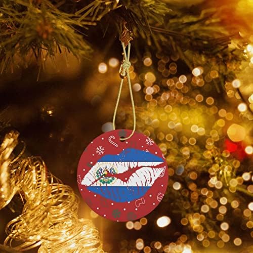 Ел Салвадор знаме усни на Божиќниот украс во форма на Божиќ, орнам декор, керамички украси Сувенири подароци со двојно еднострано
