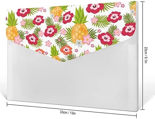 Цвеќиња Од ананас 6-Џебна Папка За Проширување На Датотеки Пластична Хартија За Документи Етикети На Организаторот На Хартија