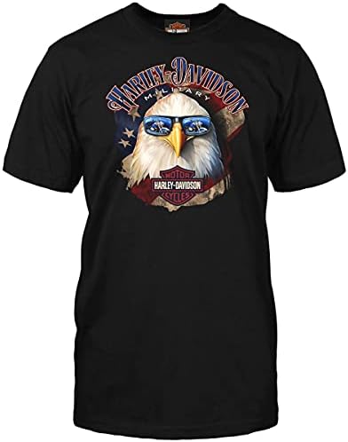 Воена Харли -Дејвидсон - Графичка маица за патриотски орел за мажи - Сенка орел | Турнеја во странство