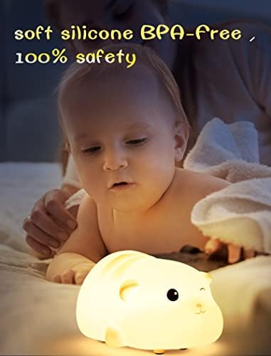 Chwares симпатична ноќна светлина, расадник ламба со батерија, ноќна светлина за бебиња деца спална соба, силиконска ноќна светлина,
