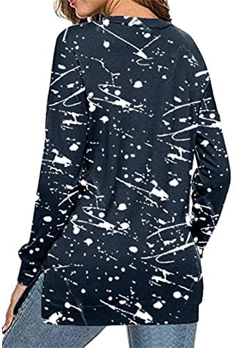 Женски џемпери со долги ракави кошули пуловер худи зашивање на контрастна боја на горниот дел од вратот на вратот долги ракави