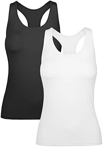 Women'sенски тренинг резервоар за тркачки бек -врвови со вграден градник јога фитнес активна облека за теретани кошули за вежбање во теретана