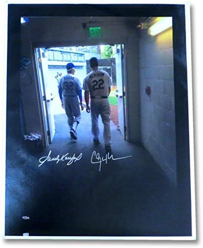 Sandy Koufax Clayton Kershaw Autograged 27x35 Canvas Dodgers Tunnel /54 MLB - Автограмирана MLB Art