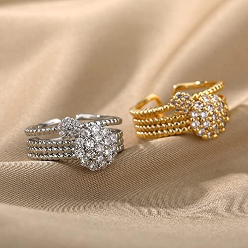 Оилма циркон круг Отворени прстени за жени кристално злато прсти прилагодлив прстен за венчавки за в Vалините накит-89945
