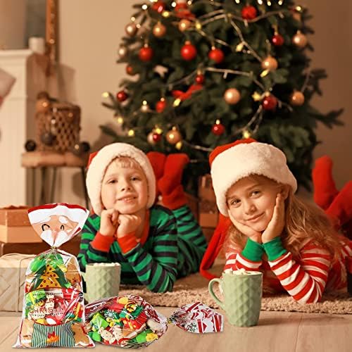 ЈОТЕЛЕМО 100 ПАРЧИЊА Божиќни Кеси За Лекување Целофан, Божиќни Чисти Торби За Подароци Од Виолончело Торби За Бонбони, Чисти Рамни Торби