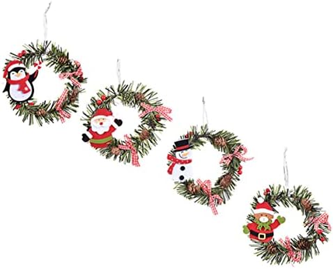 Тојвијан 4 парчиња Приврзоци За Дедо Мраз Фарма Вештачки Украси Дрво На Врата Мини Декор Камин Божиќ Нова Метална Куклена Куќа